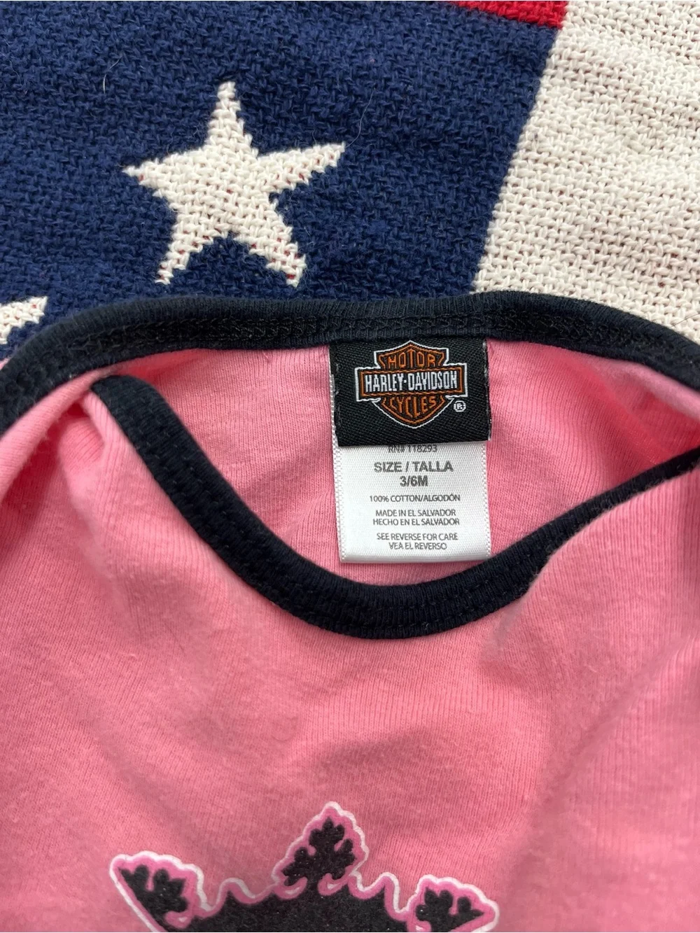 Harley Davidson Princess Pink & Black Baby One-Piece Bodysuit Size 3-6 Months